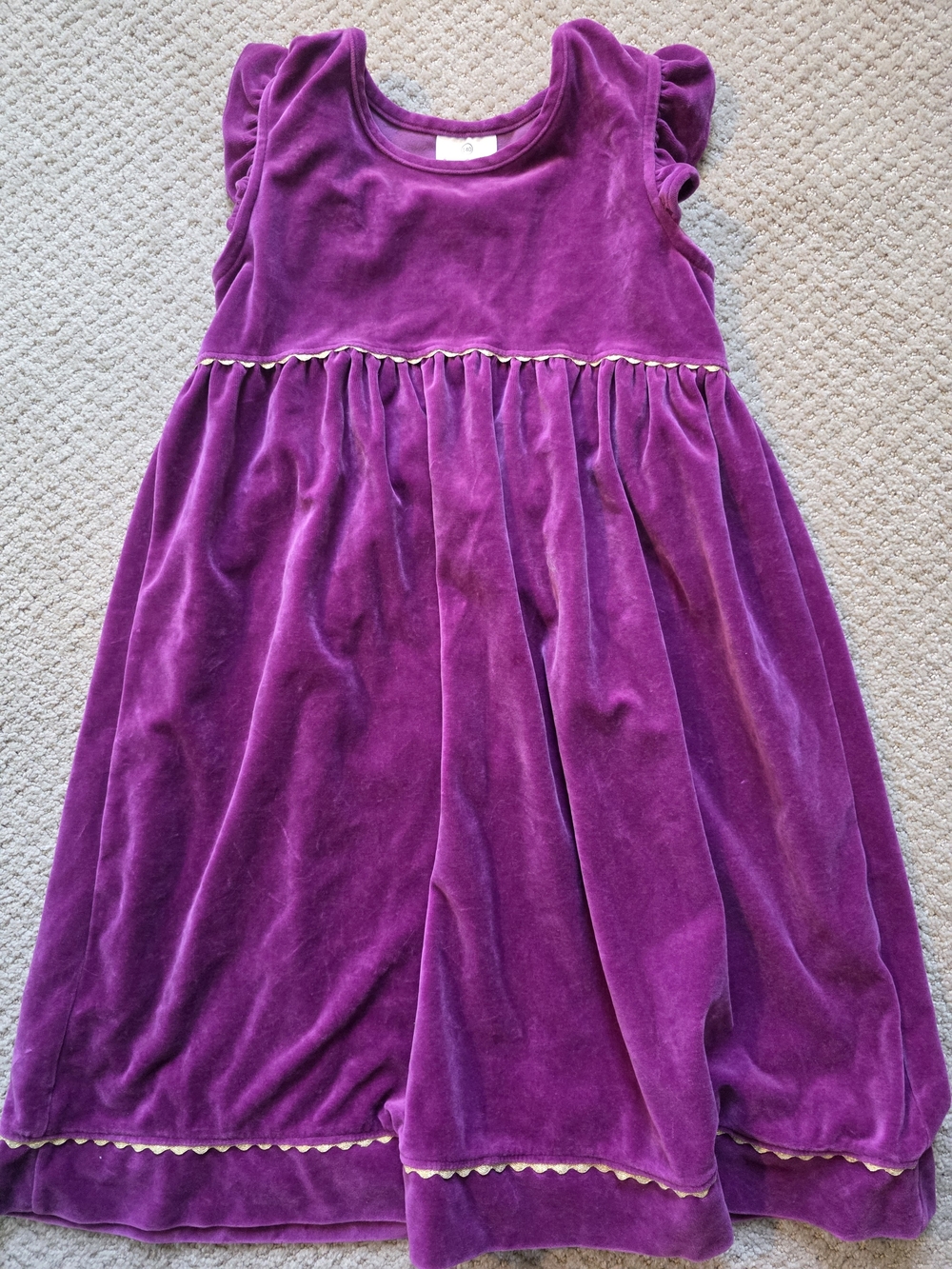 Hanna Andersson Purple Velvet Party Dress with Gold Trim